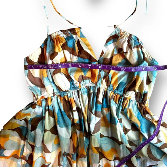 Abercrombie & Fitch Abstract Printed Dress Strappy Size Medium Brown Orange Blue - Picture 11 of 16